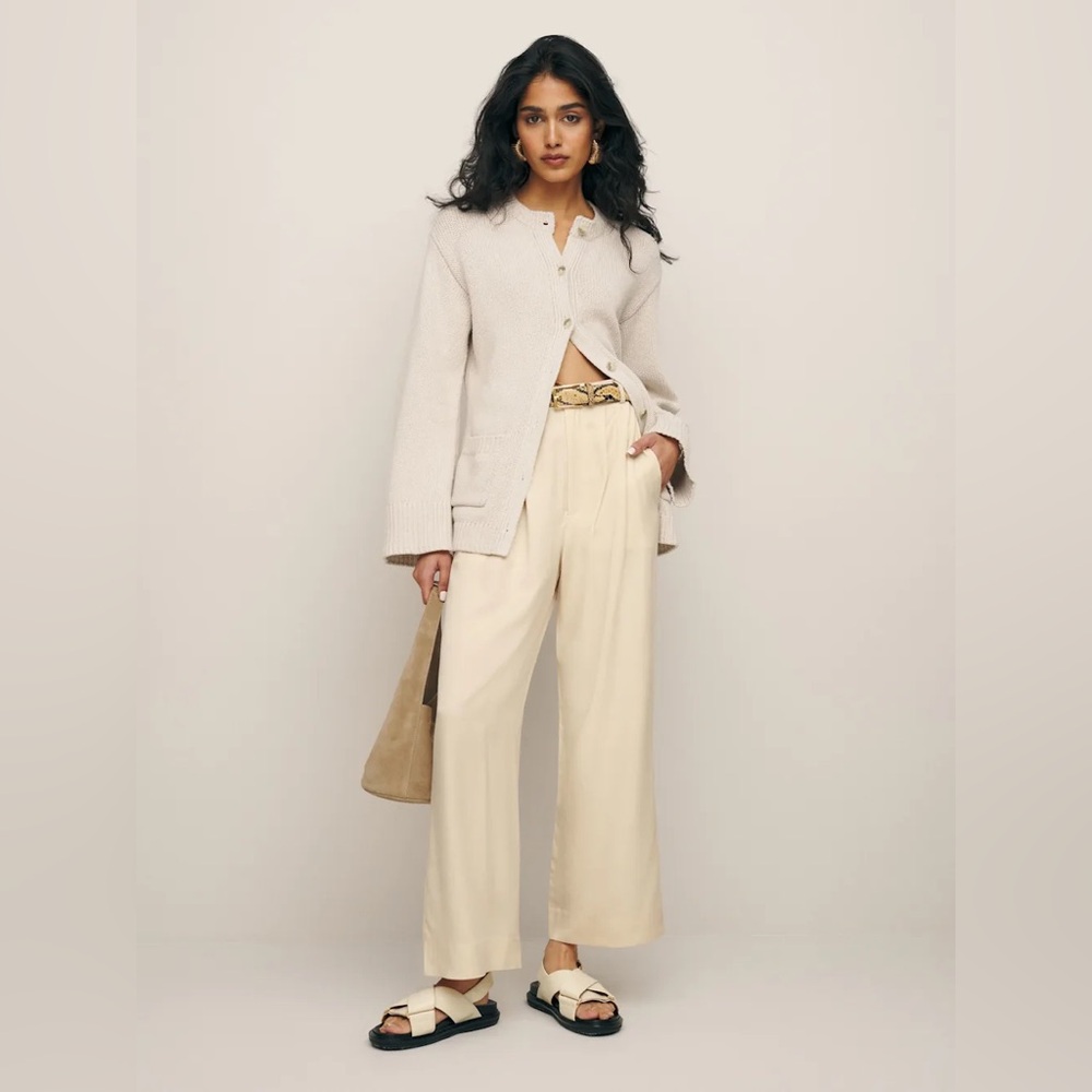 NWT Reformation Mason Cropped Pant in Oyster - Picture 1 of 5